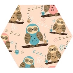 Seamless Pattern Owls Dream Cute Style Fabric Wooden Puzzle Hexagon