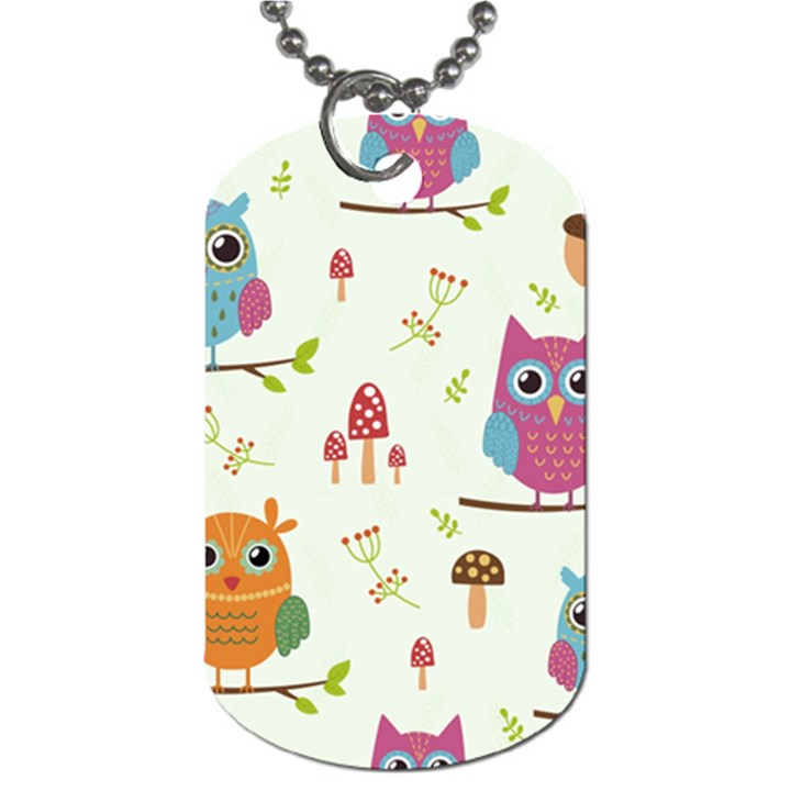 Forest Seamless Pattern With Cute Owls Dog Tag (Two Sides)