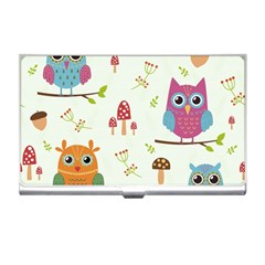 Forest Seamless Pattern With Cute Owls Business Card Holder by Vaneshart