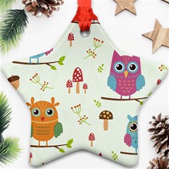 Forest Seamless Pattern With Cute Owls Star Ornament (two Sides) by Vaneshart