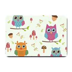 Forest Seamless Pattern With Cute Owls Small Doormat  by Vaneshart