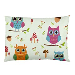 Forest Seamless Pattern With Cute Owls Pillow Case by Vaneshart