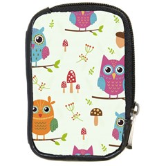 Forest Seamless Pattern With Cute Owls Compact Camera Leather Case by Vaneshart