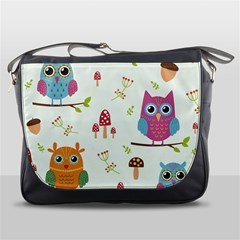 Forest Seamless Pattern With Cute Owls Messenger Bag by Vaneshart