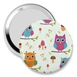 Forest Seamless Pattern With Cute Owls 3  Handbag Mirrors Front