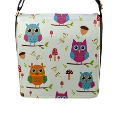 Forest Seamless Pattern With Cute Owls Flap Closure Messenger Bag (l) by Vaneshart