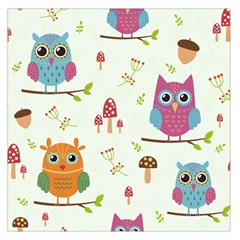 Forest Seamless Pattern With Cute Owls Large Satin Scarf (square) by Vaneshart