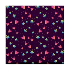 Colorful Stars Hearts Seamless Vector Pattern Tile Coaster by Vaneshart