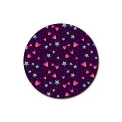 Colorful Stars Hearts Seamless Vector Pattern Rubber Coaster (round)  by Vaneshart