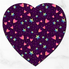 Colorful Stars Hearts Seamless Vector Pattern Jigsaw Puzzle (heart) by Vaneshart