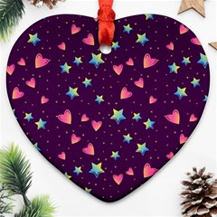 Colorful Stars Hearts Seamless Vector Pattern Heart Ornament (two Sides) by Vaneshart