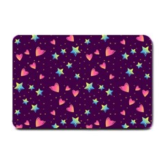 Colorful Stars Hearts Seamless Vector Pattern Small Doormat  by Vaneshart