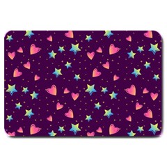 Colorful Stars Hearts Seamless Vector Pattern Large Doormat  by Vaneshart