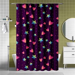 Colorful Stars Hearts Seamless Vector Pattern Shower Curtain 48  X 72  (small)  by Vaneshart