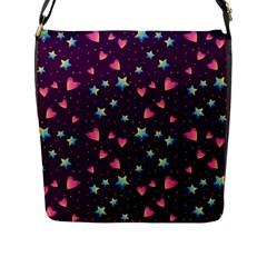 Colorful Stars Hearts Seamless Vector Pattern Flap Closure Messenger Bag (l) by Vaneshart