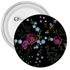 Embroidery Trend Floral Pattern Small Branches Herb Rose 3  Buttons by Vaneshart