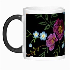 Embroidery Trend Floral Pattern Small Branches Herb Rose Morph Mugs by Vaneshart