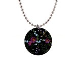 Embroidery Trend Floral Pattern Small Branches Herb Rose 1  Button Necklace Front