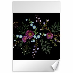 Embroidery Trend Floral Pattern Small Branches Herb Rose Canvas 24  X 36  by Vaneshart