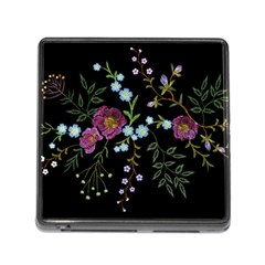 Embroidery Trend Floral Pattern Small Branches Herb Rose Memory Card Reader (square 5 Slot) by Vaneshart