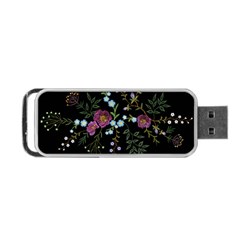 Embroidery Trend Floral Pattern Small Branches Herb Rose Portable Usb Flash (one Side) by Vaneshart