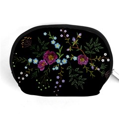 Embroidery Trend Floral Pattern Small Branches Herb Rose Accessory Pouch (medium) by Vaneshart