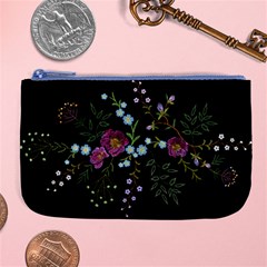 Embroidery Trend Floral Pattern Small Branches Herb Rose Large Coin Purse by Vaneshart