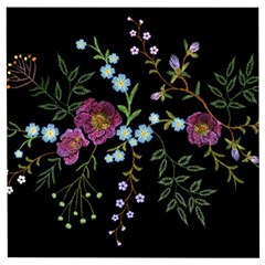 Embroidery Trend Floral Pattern Small Branches Herb Rose Wooden Puzzle Square by Vaneshart