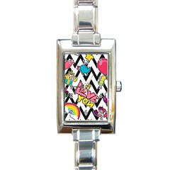 Vector Romantic Love Seamless Pattern Rectangle Italian Charm Watch by Vaneshart