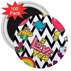 Vector Romantic Love Seamless Pattern 3  Magnets (100 Pack) by Vaneshart