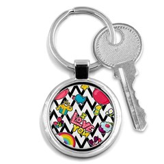 Vector Romantic Love Seamless Pattern Key Chain (round) by Vaneshart