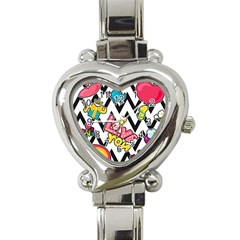 Vector Romantic Love Seamless Pattern Heart Italian Charm Watch by Vaneshart