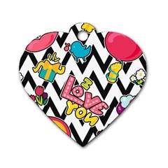 Vector Romantic Love Seamless Pattern Dog Tag Heart (one Side) by Vaneshart