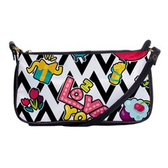 Vector Romantic Love Seamless Pattern Shoulder Clutch Bag by Vaneshart