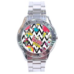 Vector Romantic Love Seamless Pattern Stainless Steel Analogue Watch by Vaneshart