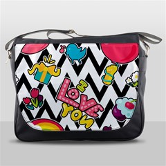 Vector Romantic Love Seamless Pattern Messenger Bag by Vaneshart