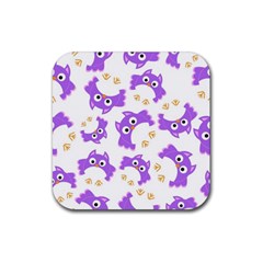 Purple Owl Pattern Background Rubber Coaster (square)  by Vaneshart