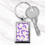 Purple Owl Pattern Background Key Chain (Rectangle) Front