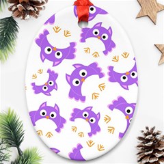 Purple Owl Pattern Background Oval Ornament (two Sides) by Vaneshart