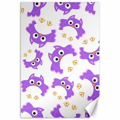 Purple Owl Pattern Background Canvas 12  X 18 