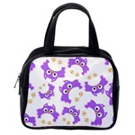 Purple Owl Pattern Background Classic Handbag (One Side) Front