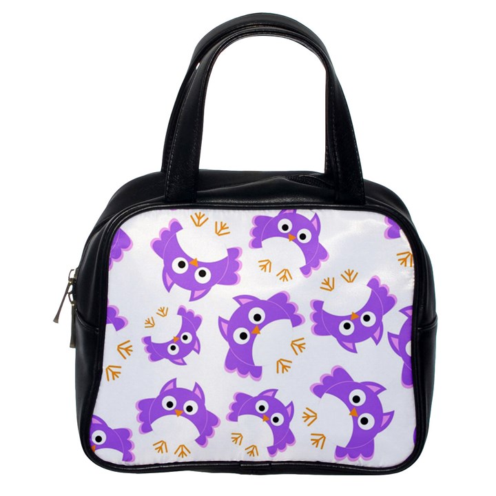 Purple Owl Pattern Background Classic Handbag (One Side)