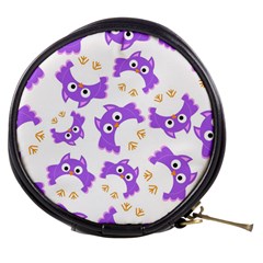 Purple Owl Pattern Background Mini Makeup Bag by Vaneshart