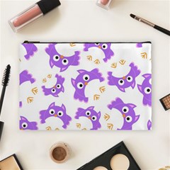 Purple Owl Pattern Background Cosmetic Bag (large) by Vaneshart