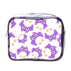 Purple Owl Pattern Background Mini Toiletries Bag (one Side) by Vaneshart