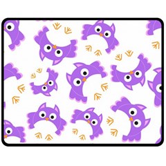 Purple Owl Pattern Background Fleece Blanket (medium)  by Vaneshart