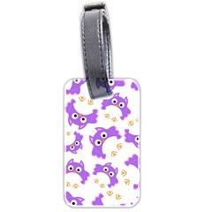 Purple Owl Pattern Background Luggage Tag (two Sides) by Vaneshart