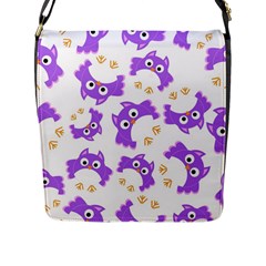 Purple Owl Pattern Background Flap Closure Messenger Bag (l) by Vaneshart