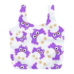 Purple Owl Pattern Background Full Print Recycle Bag (l) by Vaneshart