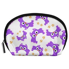 Purple Owl Pattern Background Accessory Pouch (large) by Vaneshart